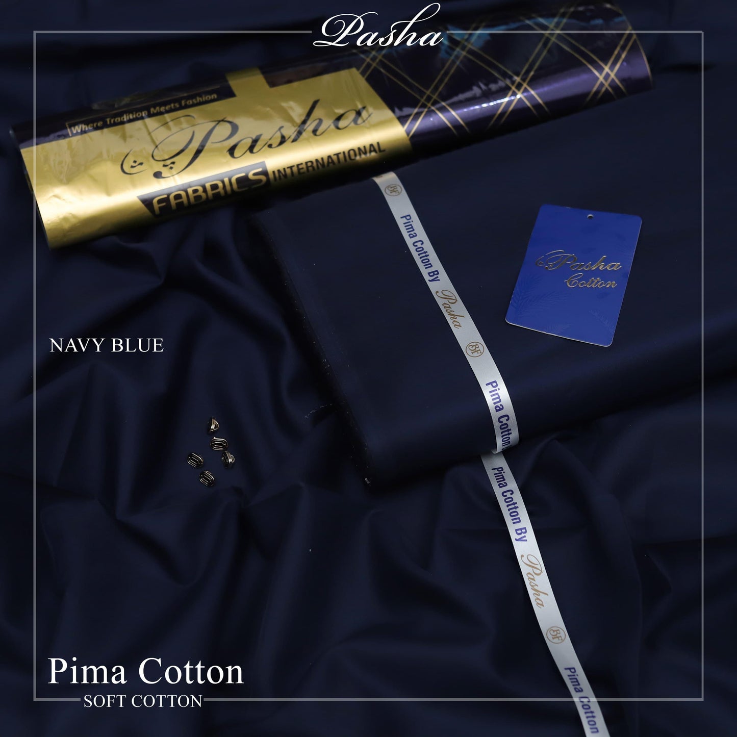 Pasha PIMA Quality soft cotton Unstitched fabric for men INAVY BLUE