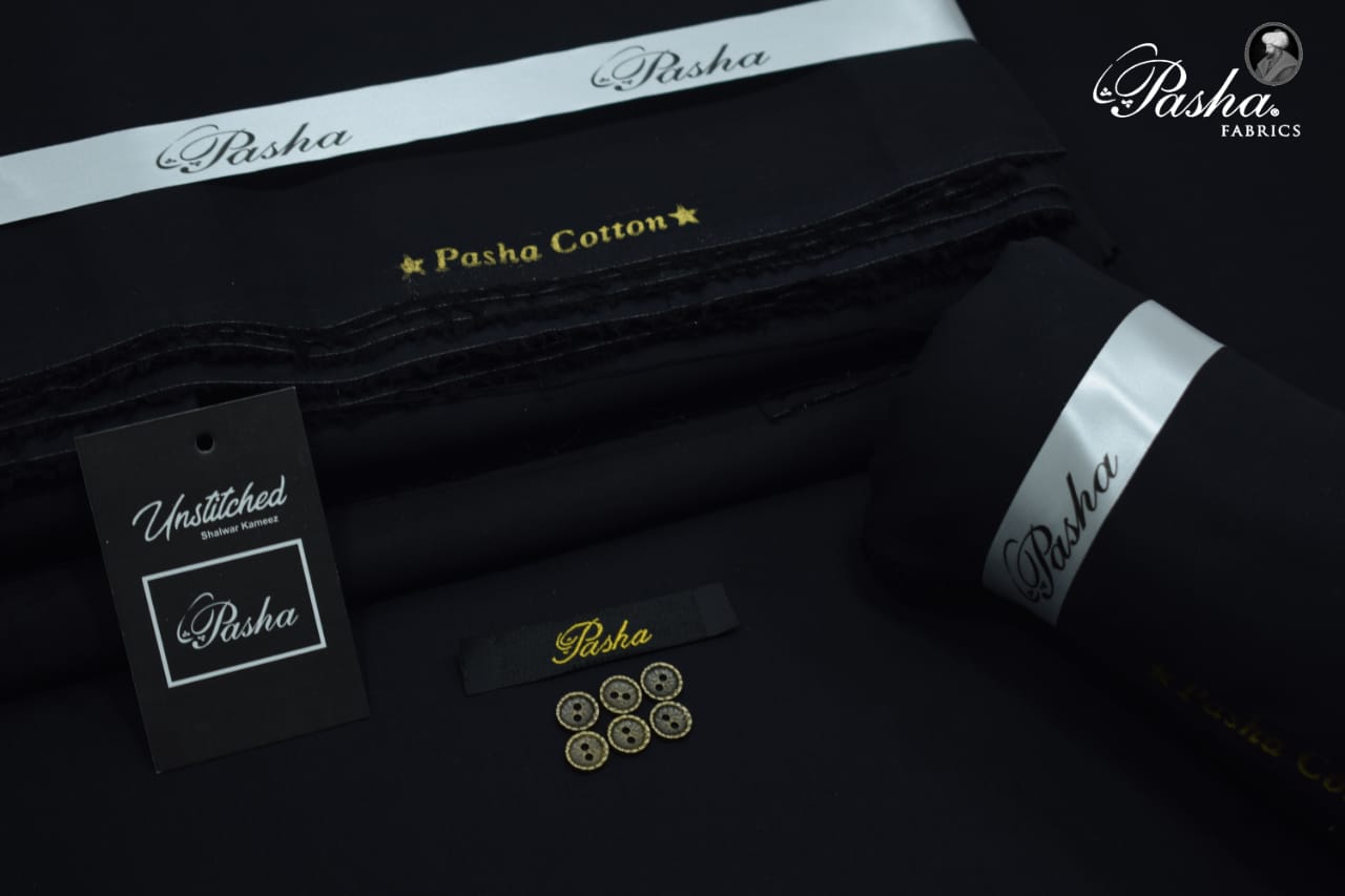Pasha Luxury Quality soft cotton Unstitched fabric for men I jet black