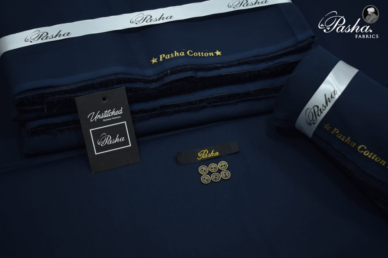 Pasha Luxury Quality soft cotton Unstitched fabric for men I navy blue