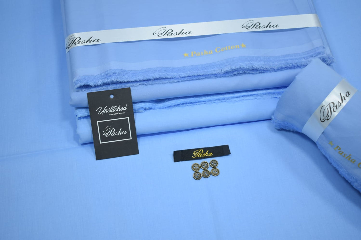 Pasha Luxury Quality soft cotton Unstitched fabric for men I sky