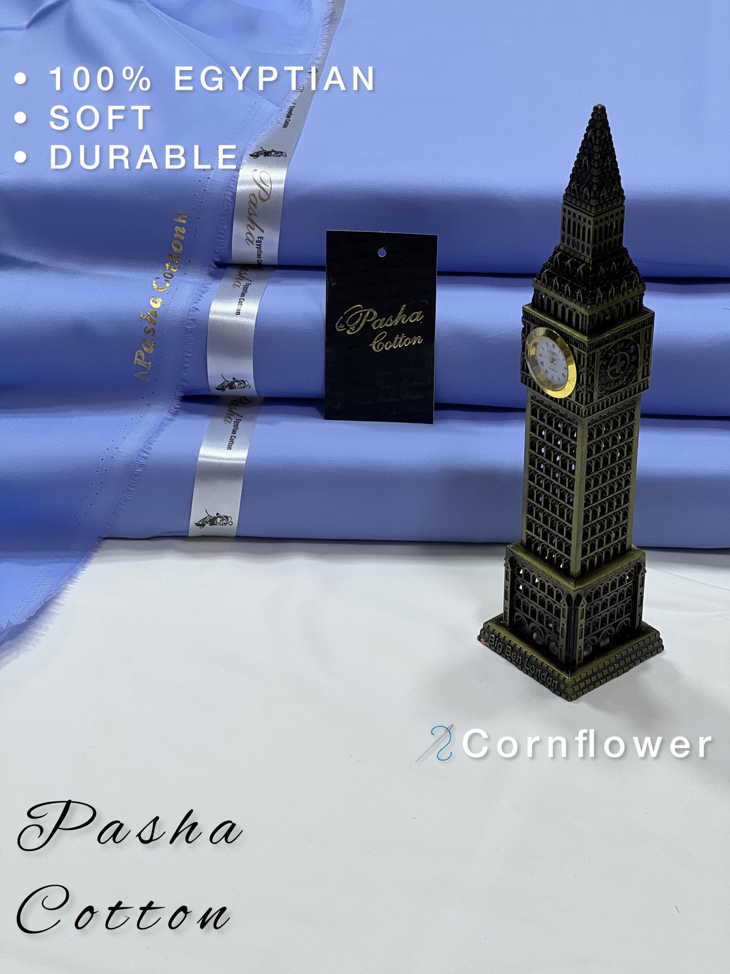 Pasha Luxury Quality soft cotton Unstitched fabric for men I corn flower