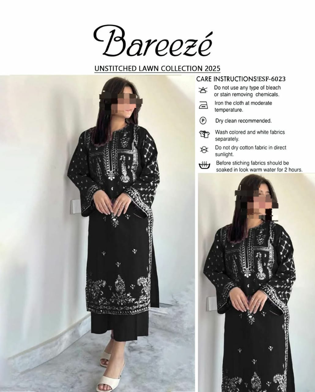 BAREEZE LAWN EMBROIDERY 2PC SUIT | black sleevs box