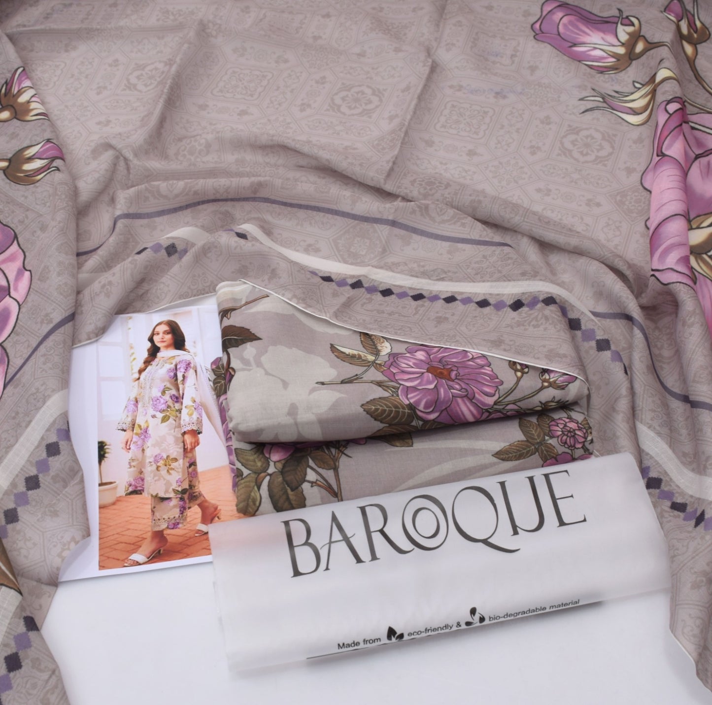 SWISS LAWN 3 PIECE UNSTITCHED SUIT|CODE 010