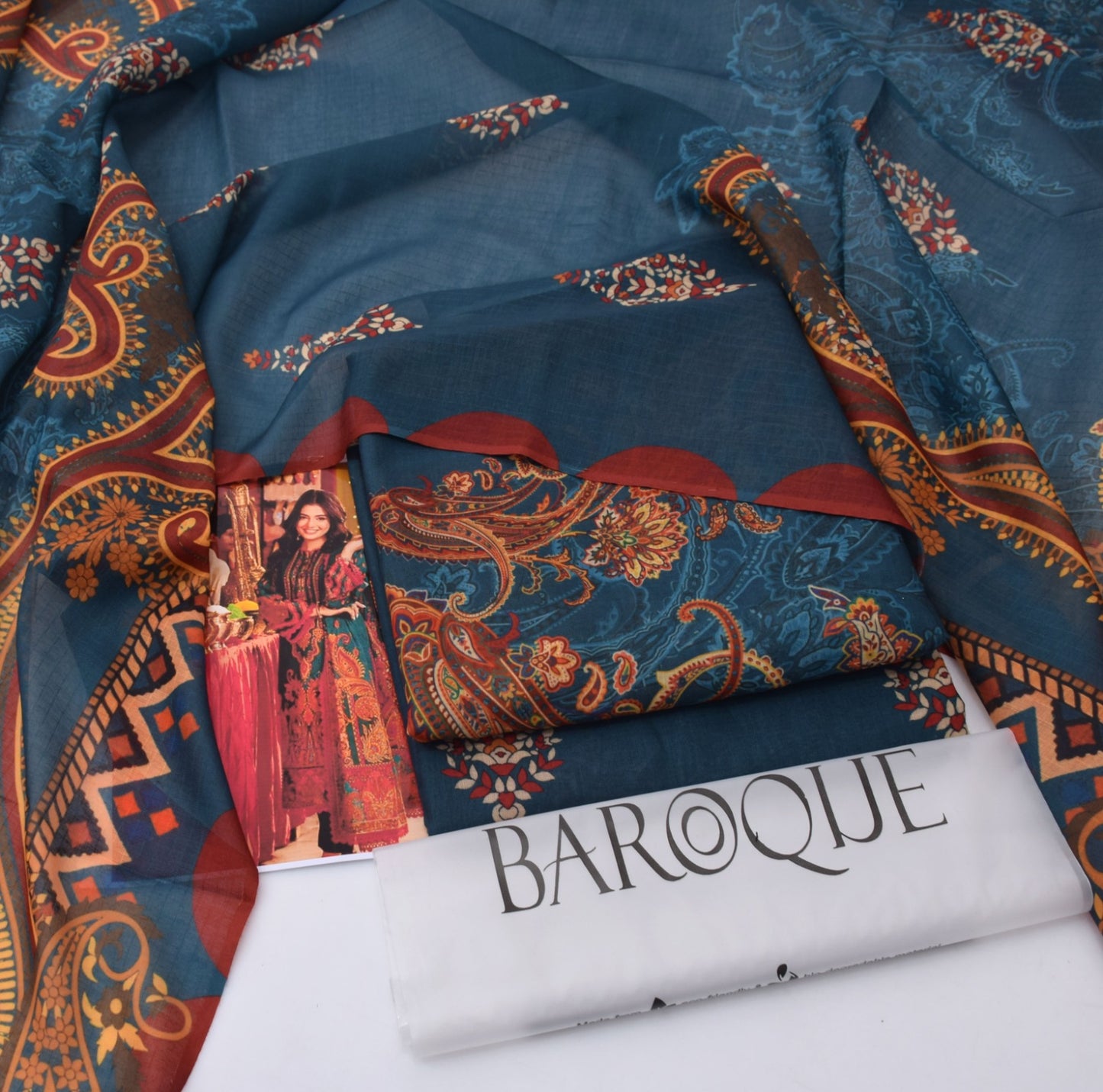 SWISS LAWN 3 PIECE UNSTITCHED SUIT|CODE 015