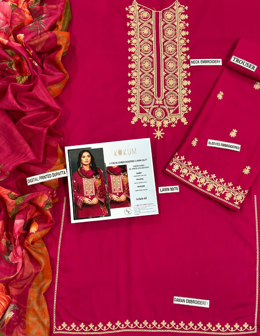 KOKUM 3 PC EMROIDERY LAWN HIT CODE|
