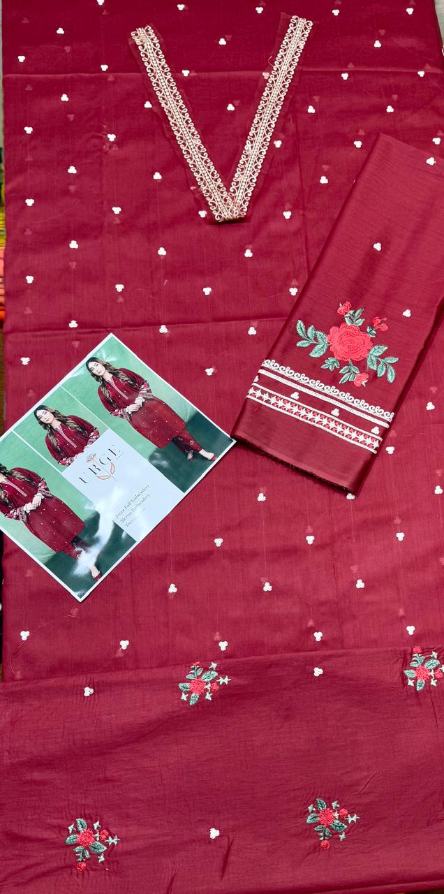 ASLING LAWN EMBROIDERY 2PC SUIT | RADISH MAHROON