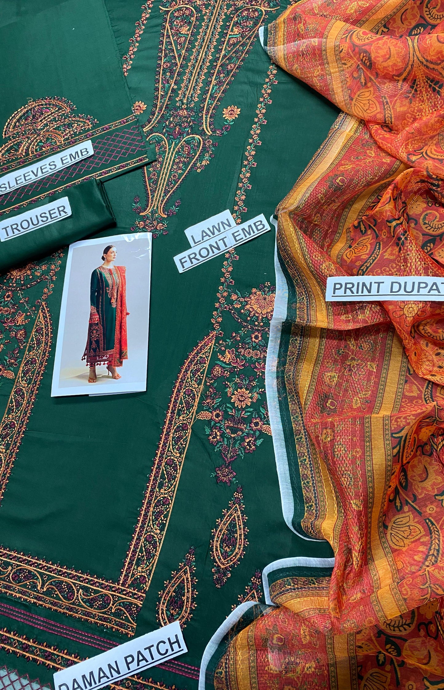 3 pc luxury lawn embroidery suit by HUSSAIN REHAR hit code.1279