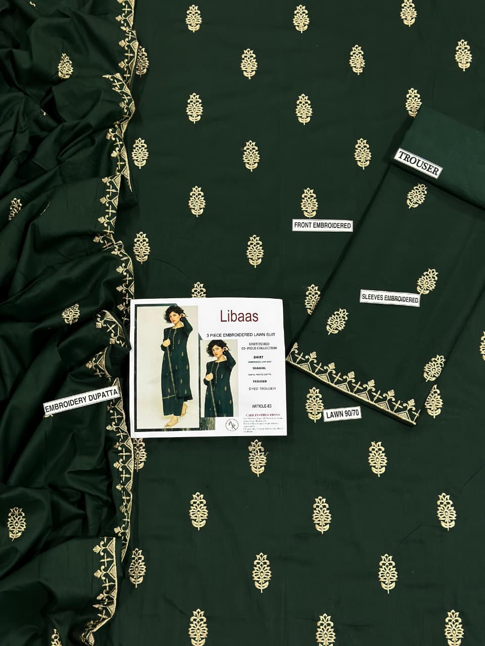 Libaas 3 PC EMROIDERY LAWN HIT CODE|