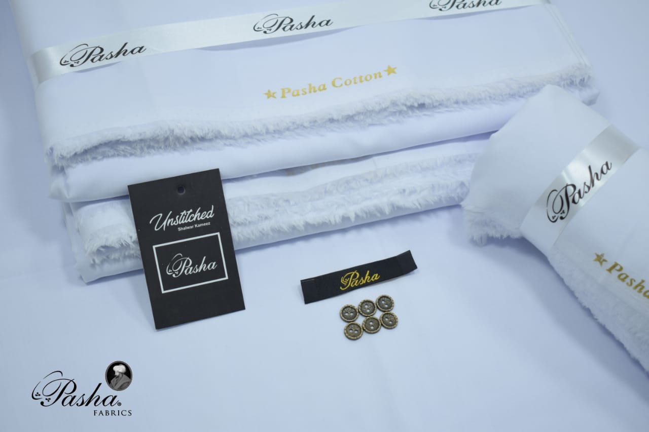 Pasha Luxury Quality soft cotton Unstitched fabric for men I white