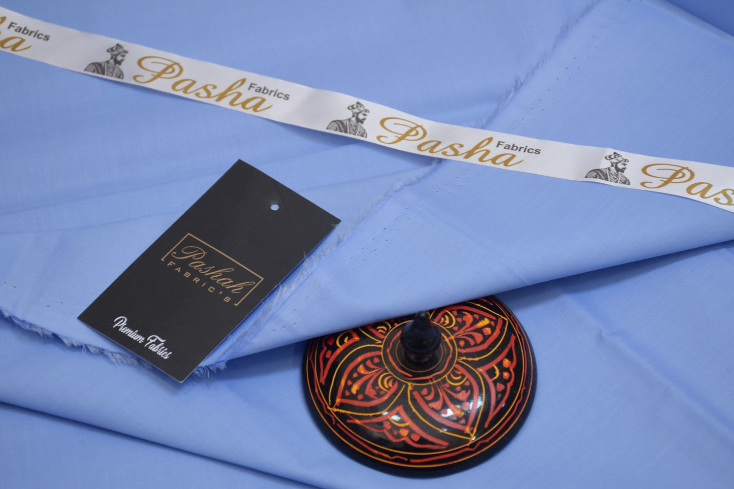 PRESIDENT PASHA cotton unstitched suit for men I sky