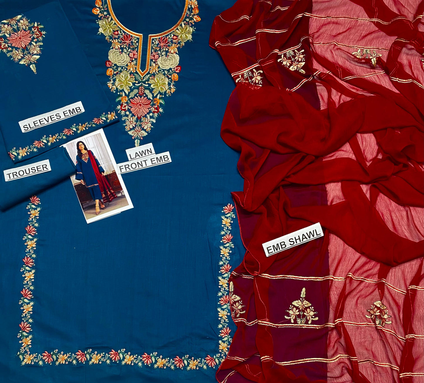 3 pc luxury lawn embroidery suit by CROSS STITCH code #007