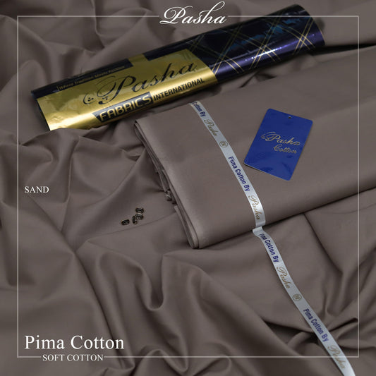 Pasha PIMA Quality soft cotton Unstitched fabric for men I SAND
