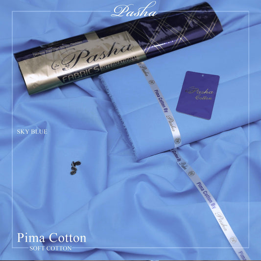 Pasha PIMA Quality soft cotton Unstitched fabric for men I SKY BLUE
