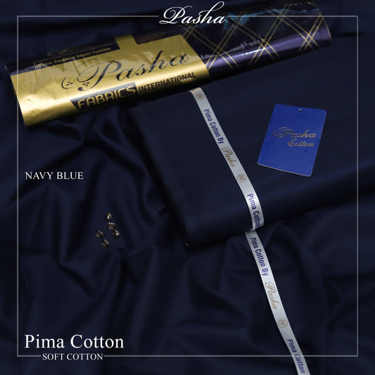 Pasha PIMA Quality soft cotton Unstitched fabric for men INAVY BLUE
