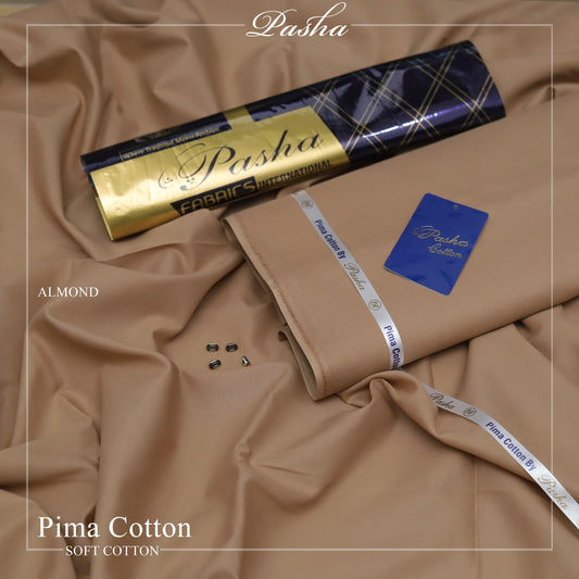 Pasha PIMA Quality soft cotton Unstitched fabric for men I ALMOND