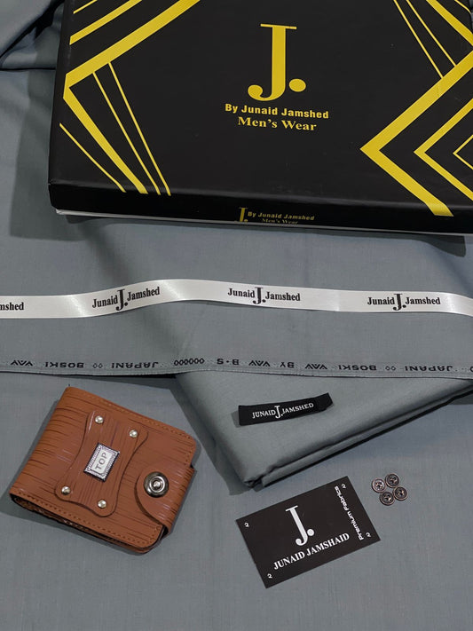 J.WASH N WEAR BOSKI SUIT|  GRAY KASNI  (FREE WALLET)