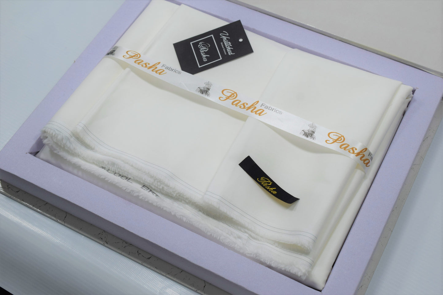 Pasha President cotton unstitched suit for men I off white