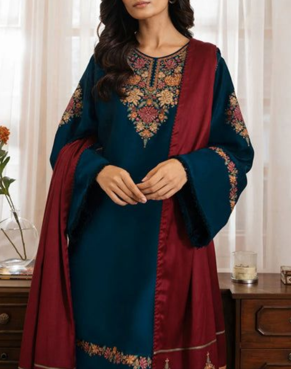 3 pc luxury lawn embroidery suit by CROSS STITCH  code #007