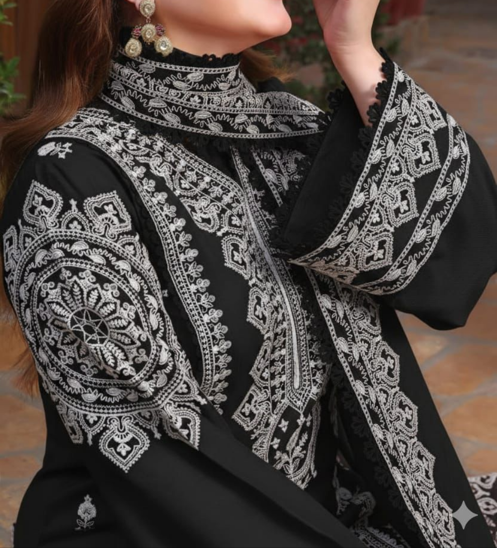 3 pc luxury lawn embroidery suit by ANEELAS  code #008