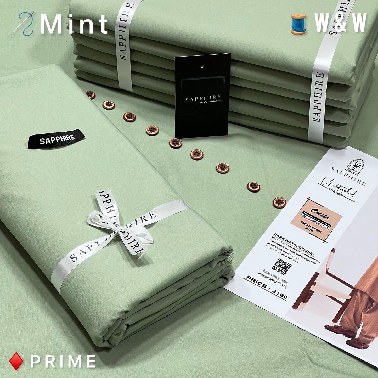 Sapphire Gold Mens premium Wash & Wear Aunstitched fabric for men|mint