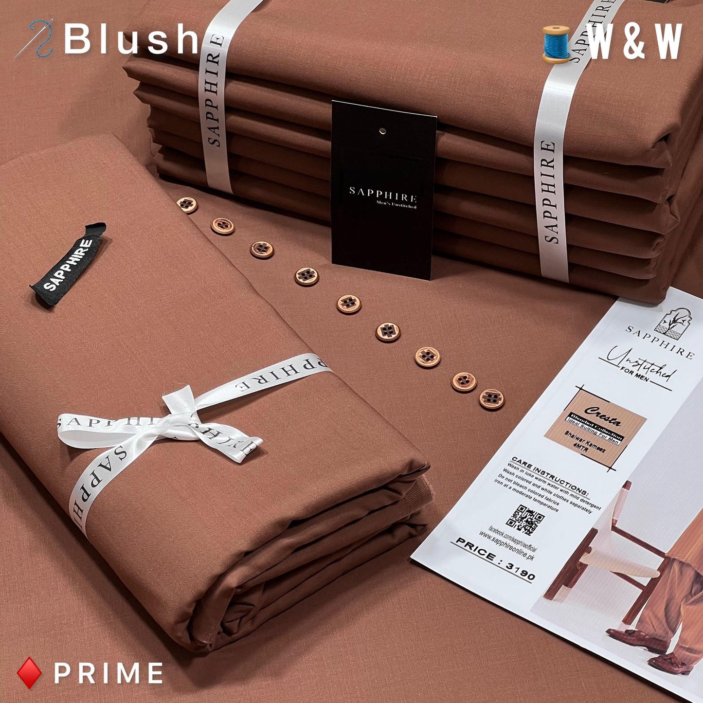 Sapphire Gold Mens premium Wash & Wear Aunstitched fabric for men|blush