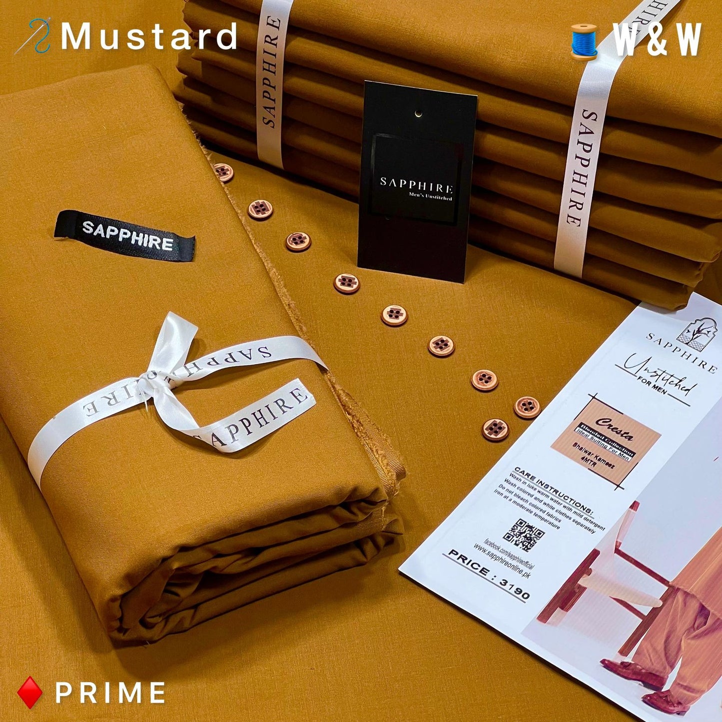 Sapphire Gold Mens premium Wash & Wear Aunstitched fabric for men|mustard