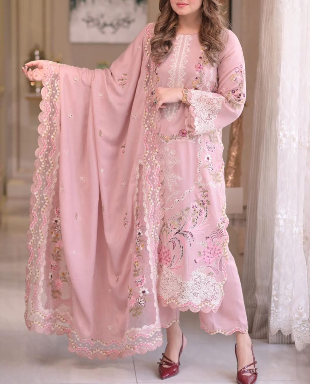3 pc luxury lawn embroidery suit by ANEELA’S code #006