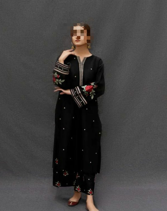 ASLING LAWN EMBROIDERY 2PC SUIT | BLACK 2