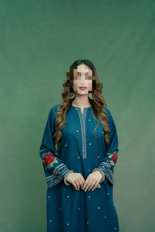 ASLING LAWN EMBROIDERY 2PC SUIT | ZINC BLUE