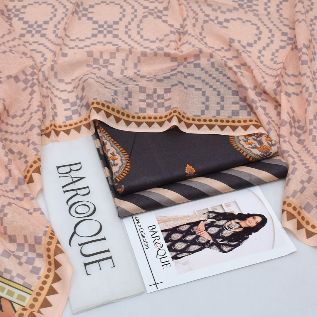 BAROUQ 3PC LAWN PRINTED SUIT|CODE 008