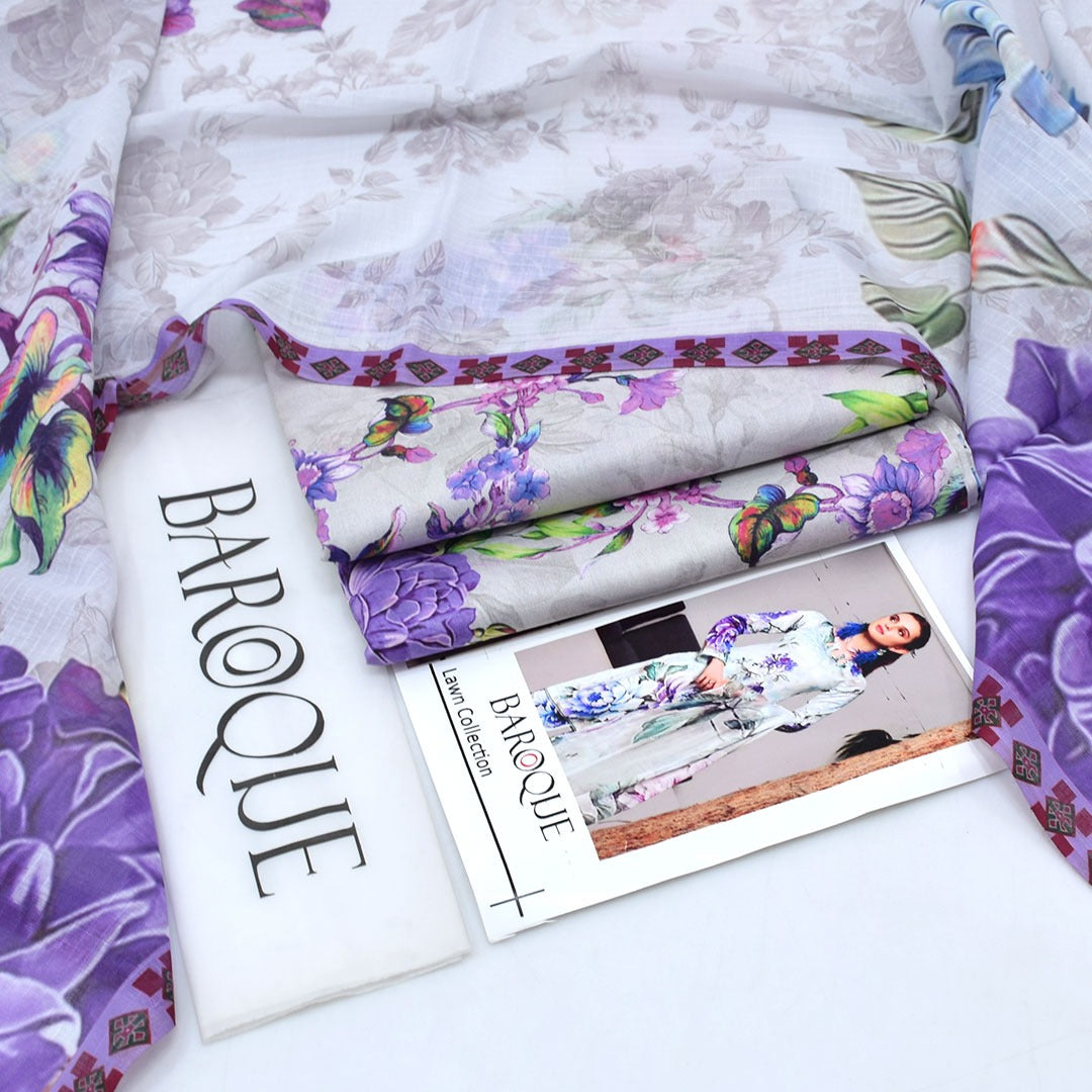 BAROUQ 3PC LAWN PRINTED SUIT|CODE 007