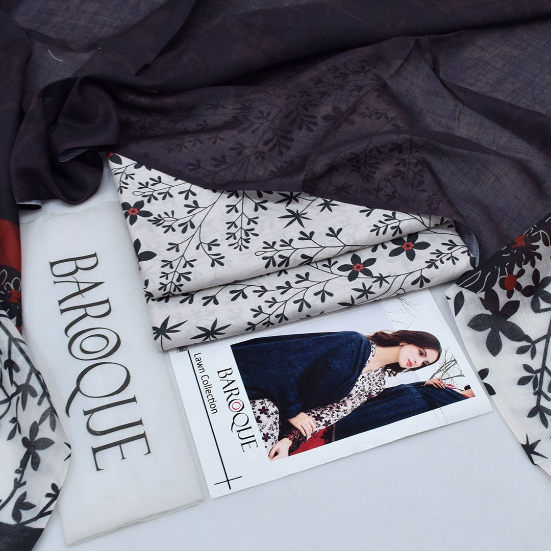 BAROUQ 3PC LAWN PRINTED SUIT|CODE 005