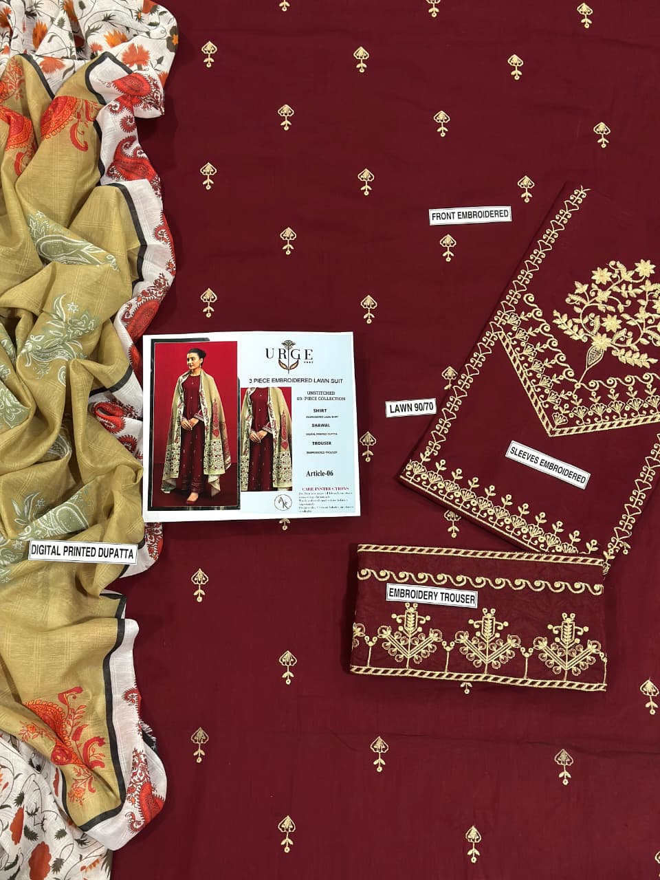 URGE 3 PC EMROIDERY LAWN HIT CODE|