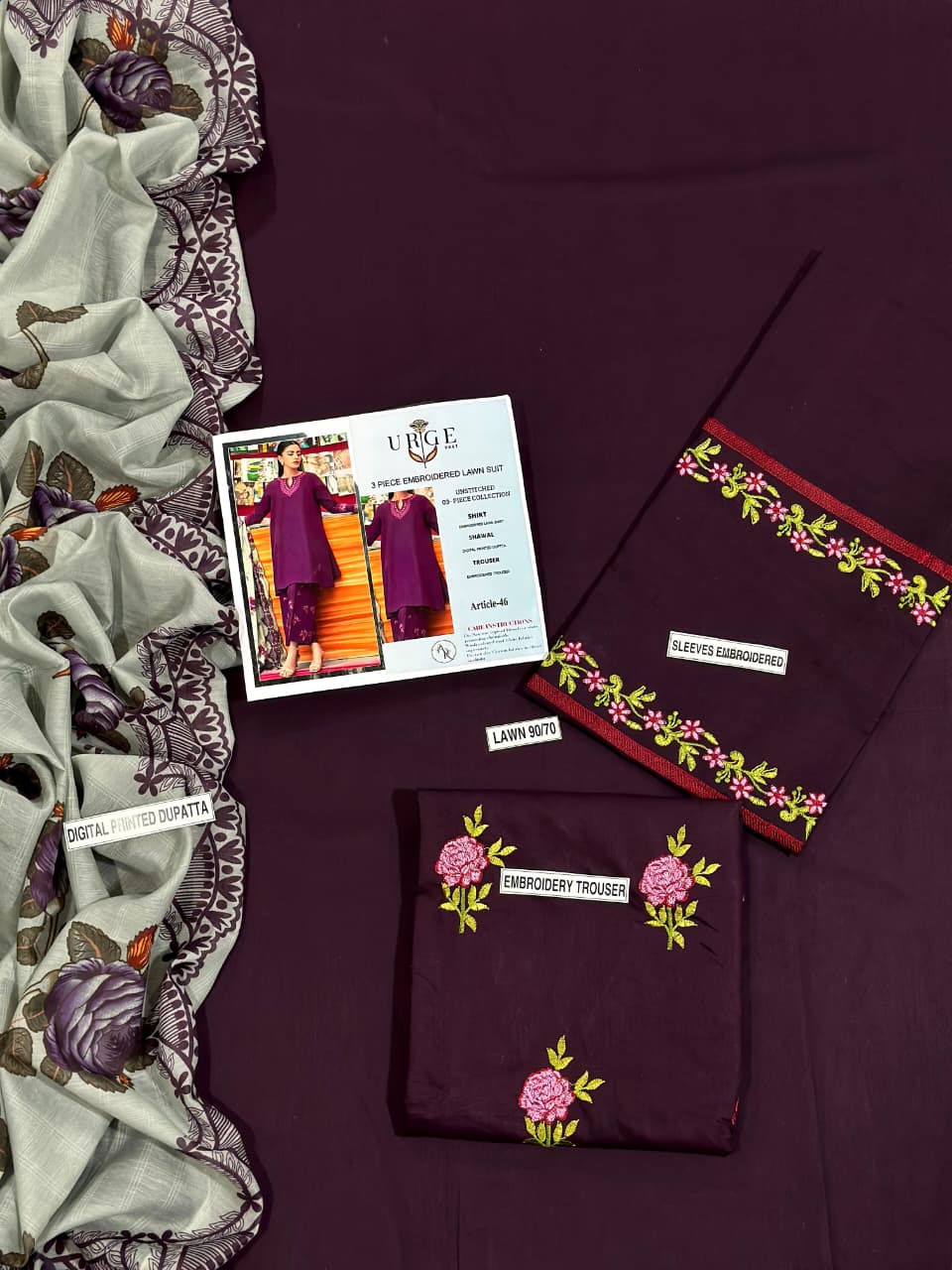 URGE 3 PC EMROIDERY LAWN HIT CODE|