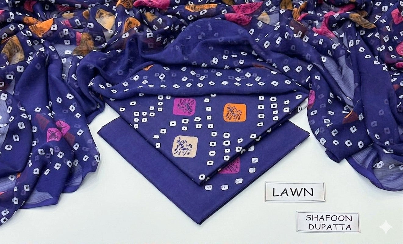 Lawn 3PC with shafoon Dupatta