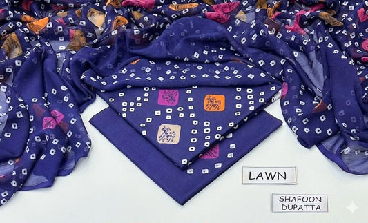 Lawn 3PC with shafoon Dupatta
