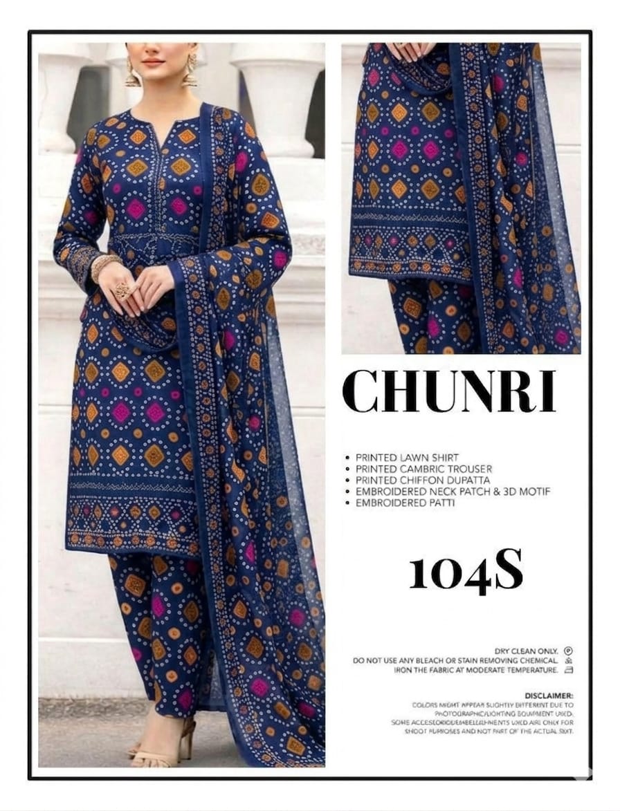 Lawn 3PC with shafoon Dupatta