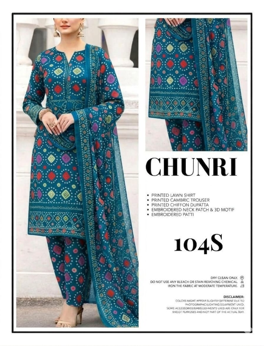 Lawn 3PC with shafoon Dupatta