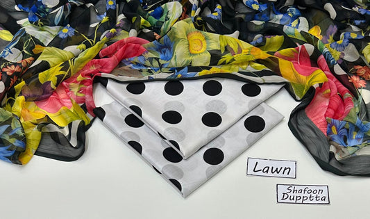 Lawn 3PC with shafoon Dupatta