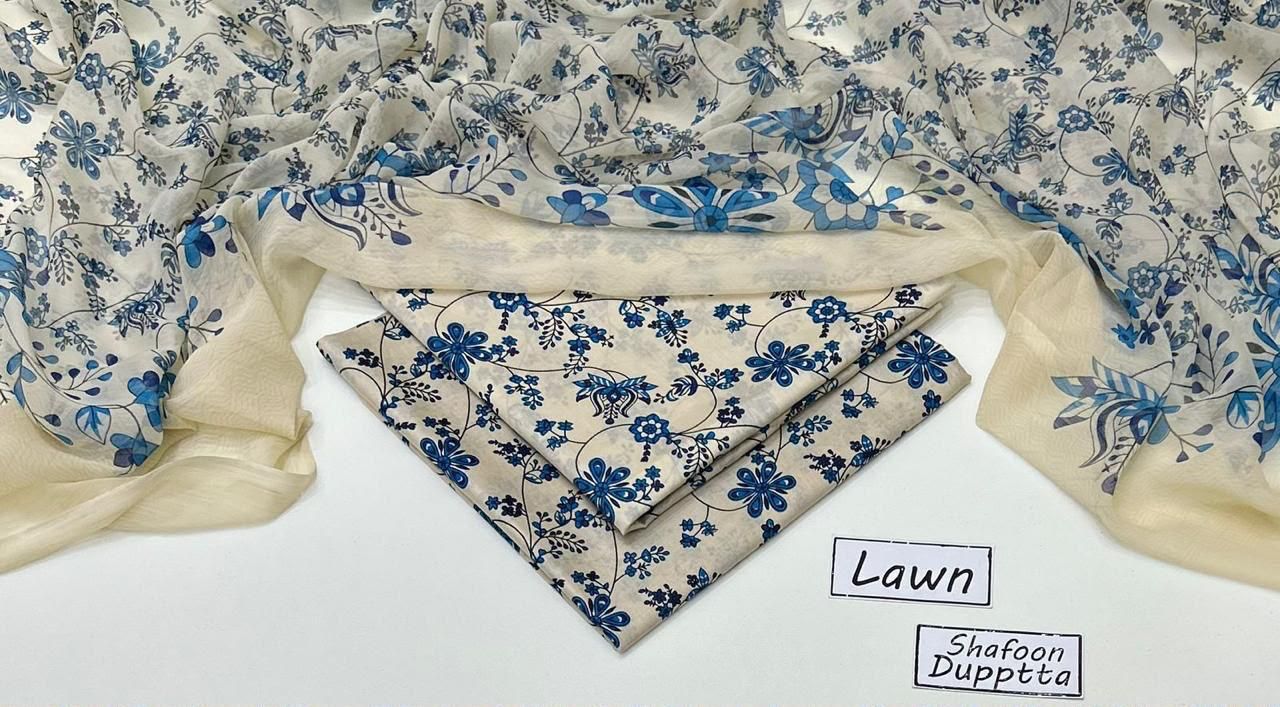 Lawn 3PC with shafoon Dupatta