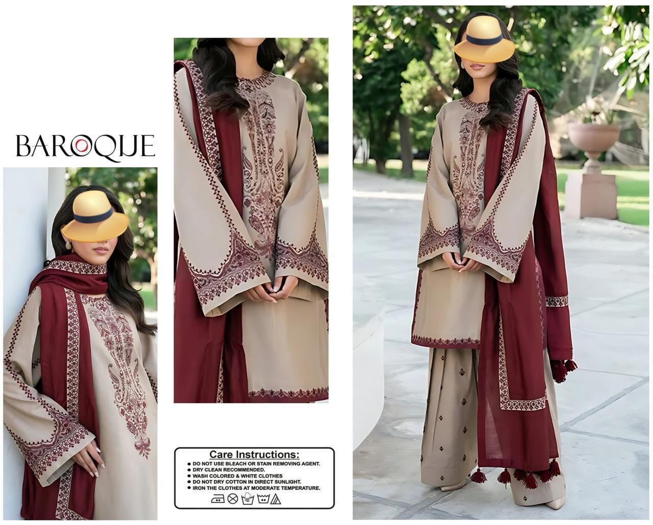 BARUQE 3 PC EMROIDERY LAWN HIT CODE|101