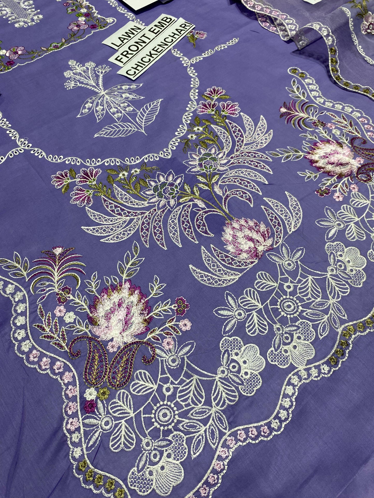 3 pc luxury lawn embroidery suit by ANEELA’S code purple