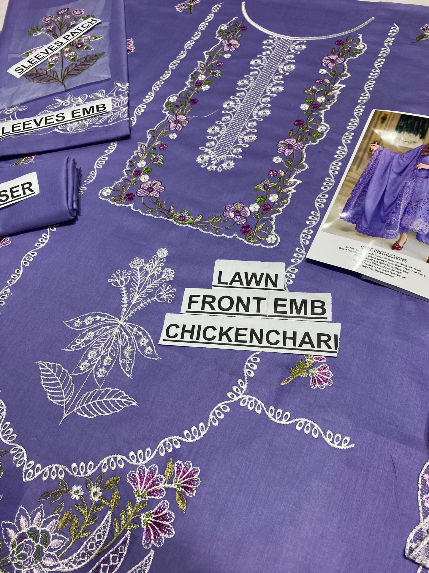 3 pc luxury lawn embroidery suit by ANEELA’S code purple