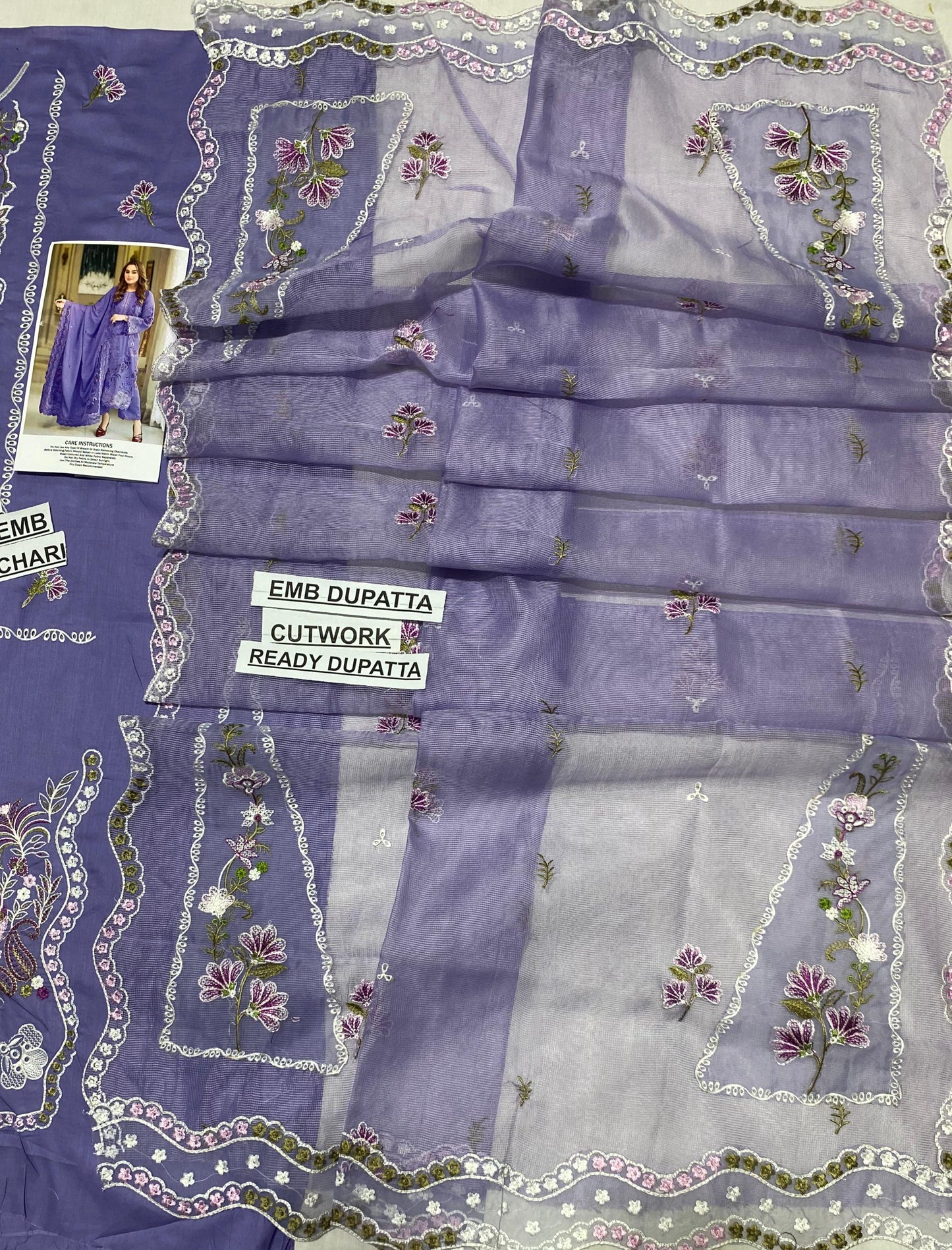 3 pc luxury lawn embroidery suit by ANEELA’S code purple