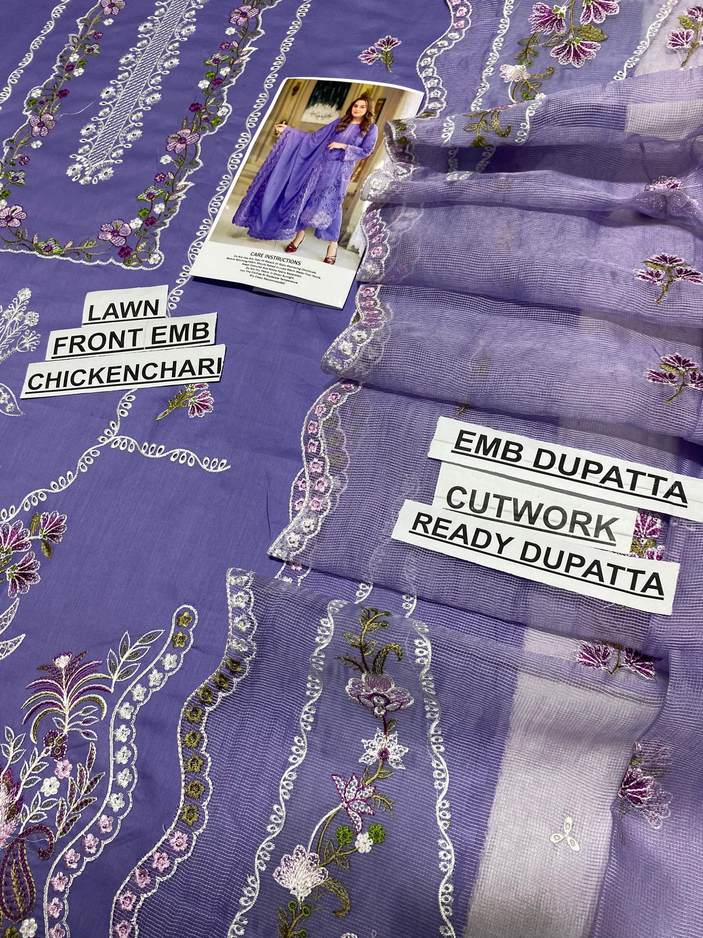 3 pc luxury lawn embroidery suit by ANEELA’S code purple