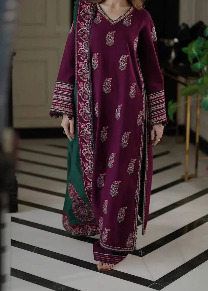 3 pc luxury lawn embroidery suit by HUSSAIN REHAR hit code.1544