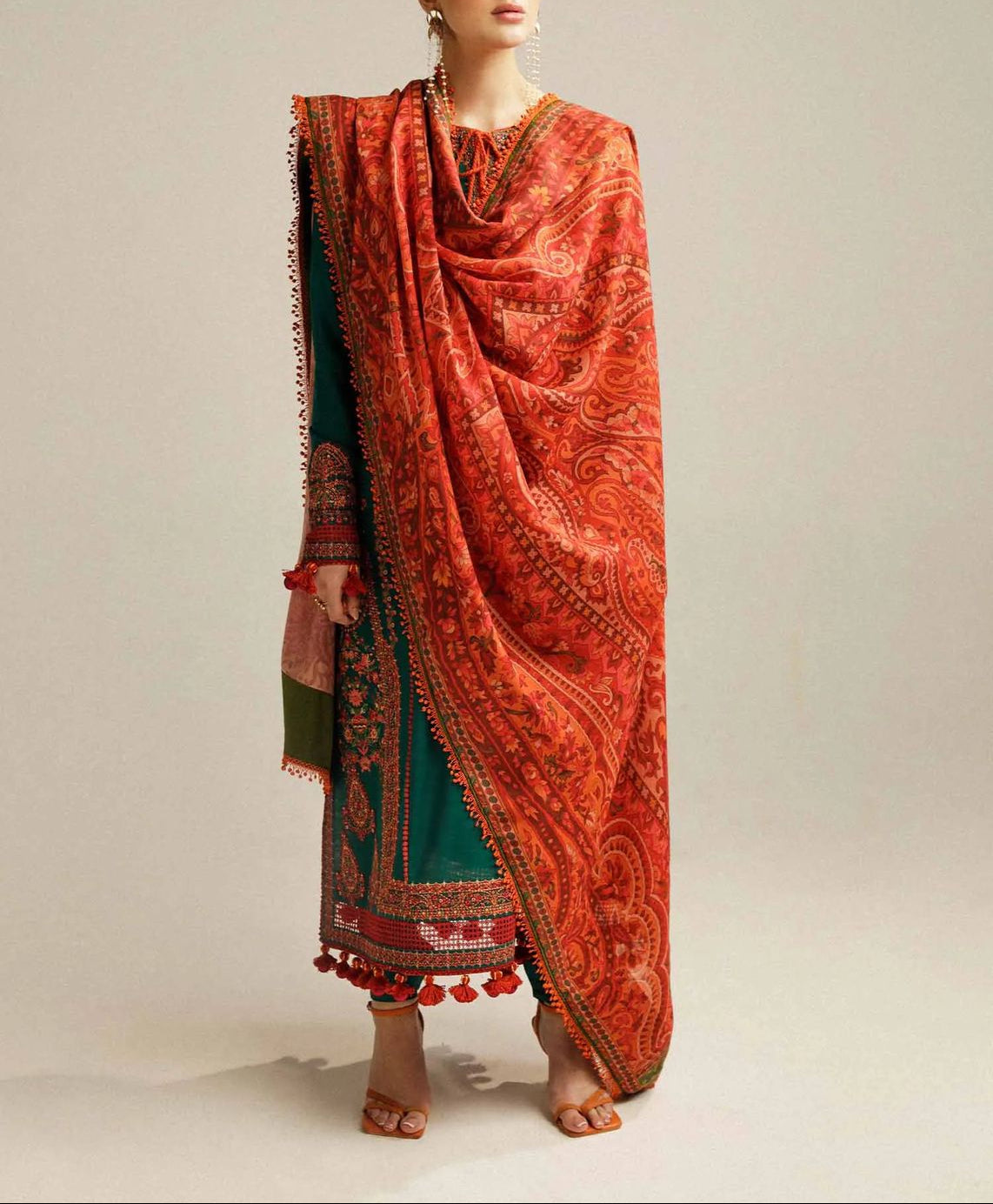 3 pc luxury lawn embroidery suit by HUSSAIN REHAR hit code.1279