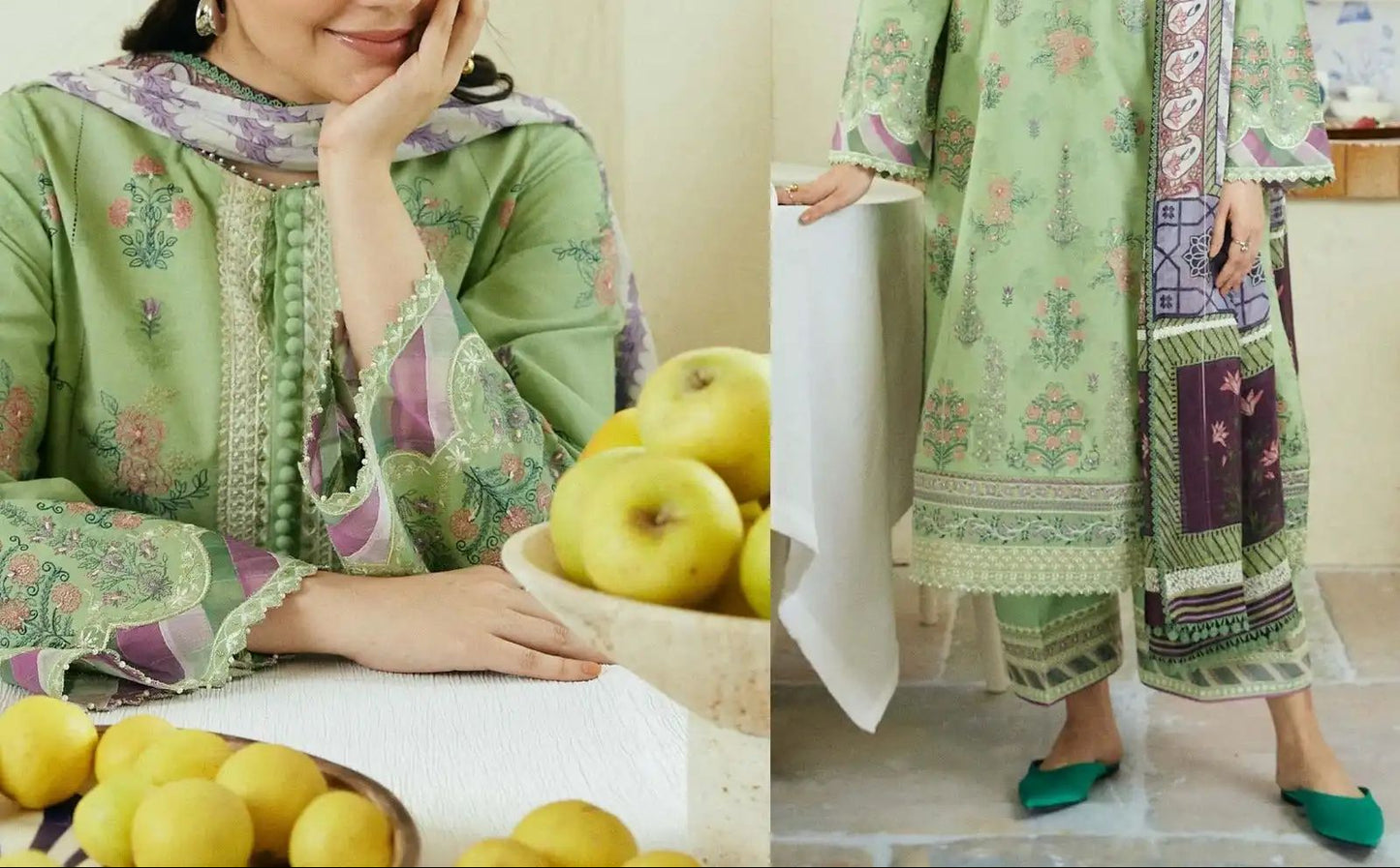 3 pc luxury lawn embroidery suit by ZARA SHAHJAHAN code 1132