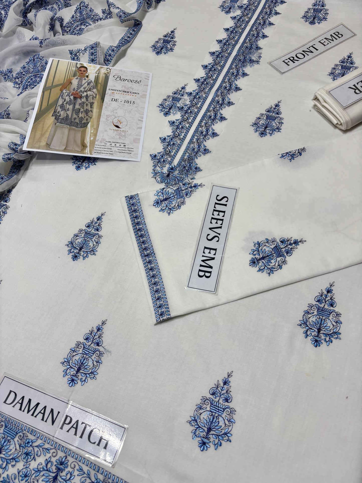 BAREEZE 3 PC EMROIDERY LAWN HIT CODE|1201