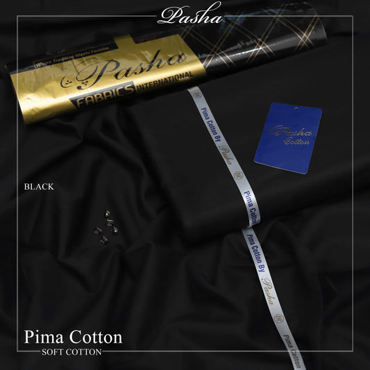 Pasha PIMA Quality soft cotton Unstitched fabric for men I BLACK